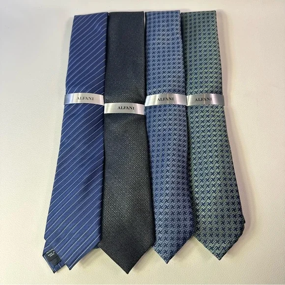 Alfani Men’s Blue and Navy Assorted Patterned Ties - Set of 4 - Picture 1 of 1